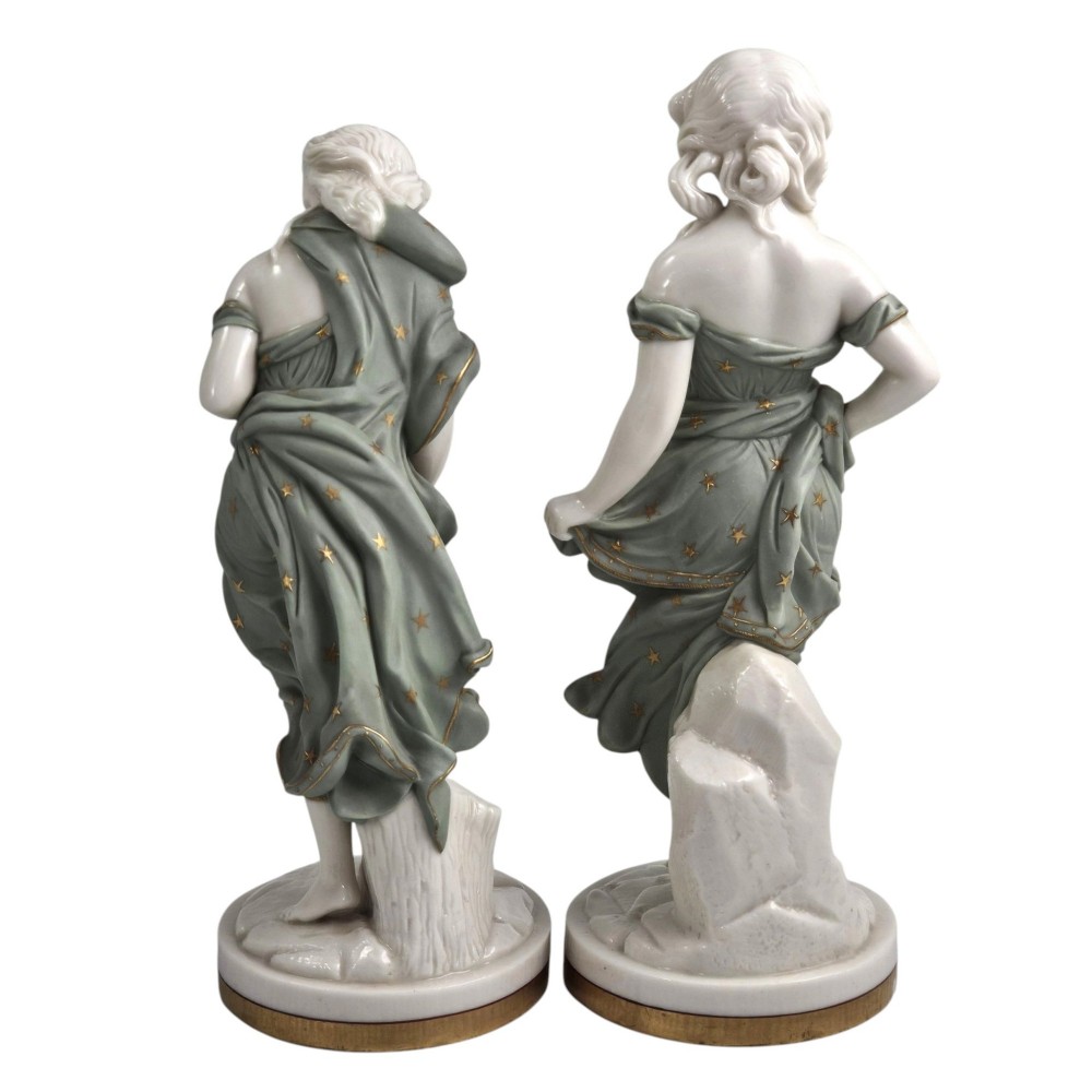Royal Worcester Pair of Pale Green Parian Wind Maidens, James Hadley, c.1870 View III