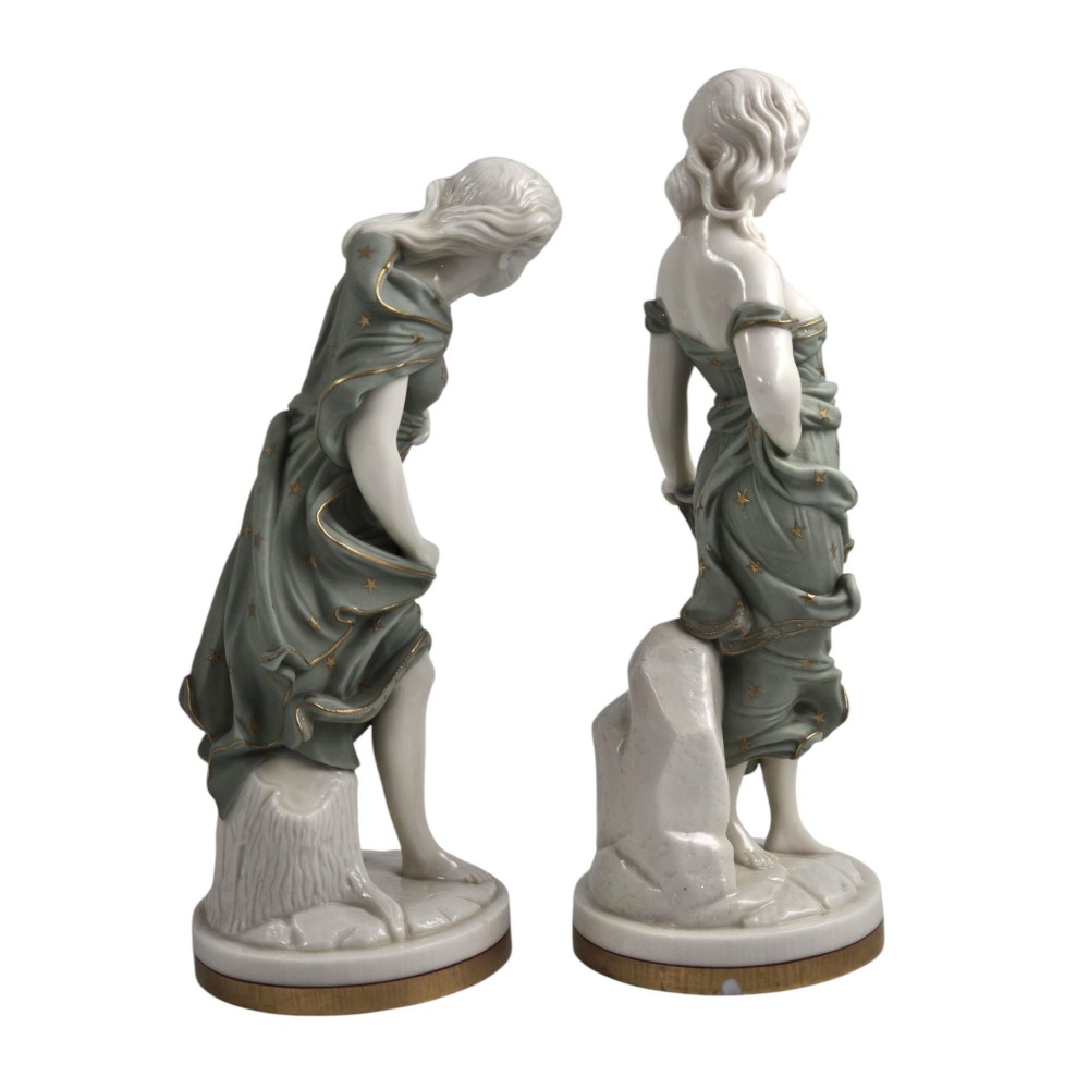 Royal Worcester Pair of Pale Green Parian Wind Maidens, James Hadley, c.1870 View IV