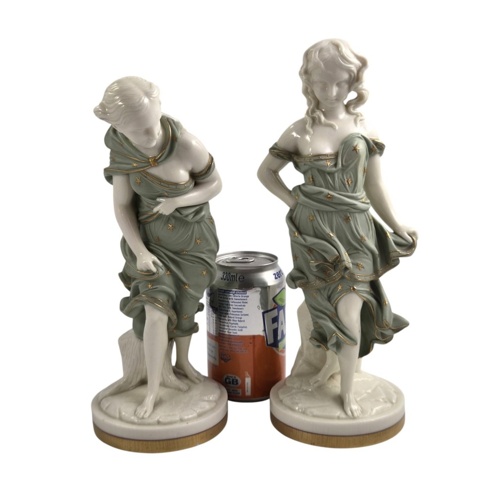 Royal Worcester Pair of Pale Green Parian Wind Maidens, James Hadley, c.1870 View X