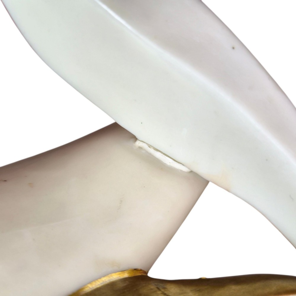 A pair of 1886 Royal Worcester ivory porcelain wall pockets shaped like ladys slipper orchids with gold gilded highlights. View XI