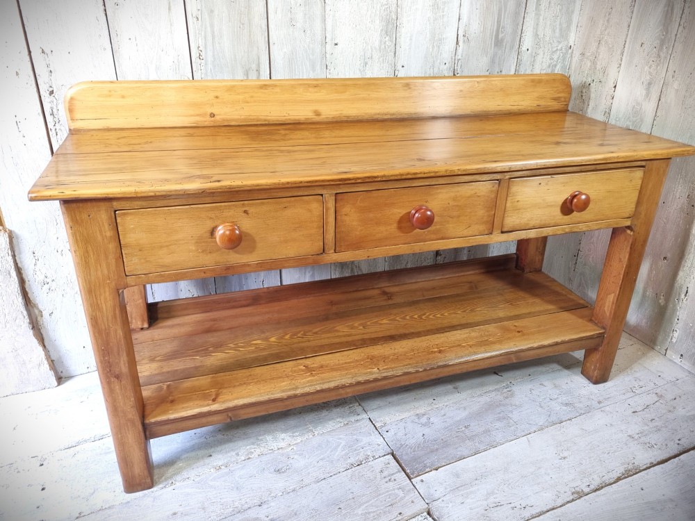 Late Victorian Pine Dresser Base with Pot Shelf Circa 1860