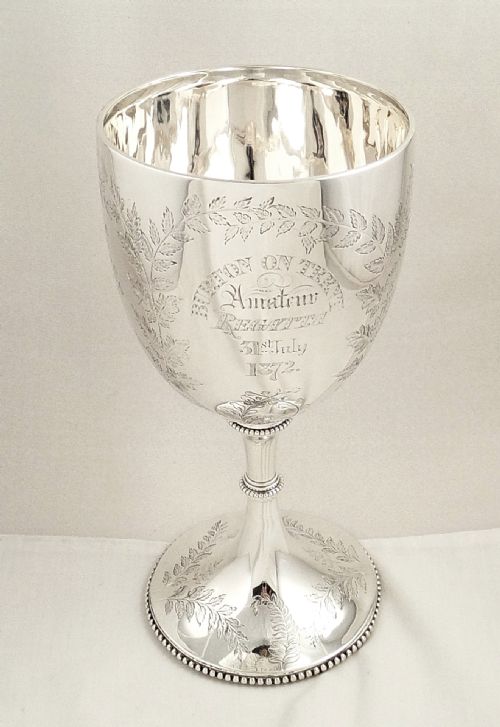 Antique Victorian Sterling Silver Regatta Trophy / Goblet - 1872 - Burton on Trent