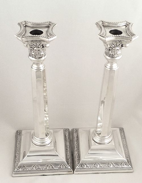 fig 1. Pair of Tall Antique Sterling Silver 12