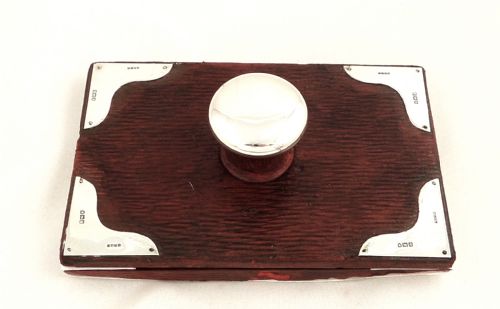 Edwardian Red Leather & Sterling Silver Roller Blotter 1906