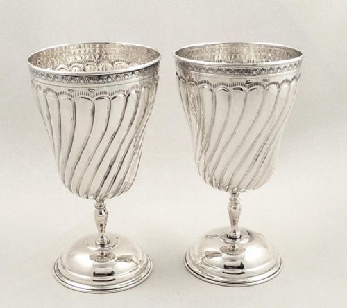Pair of Antique Continental Silver Goblets - 800