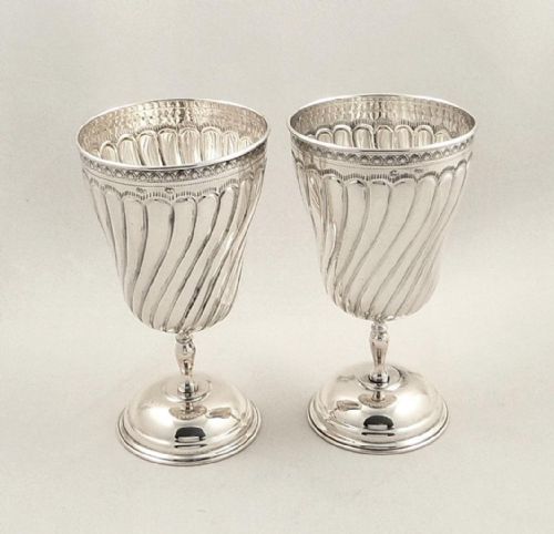 fig 1. Pair of Antique Continental Silver Goblets - 800