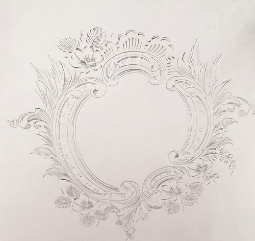 fig 1. Antique Victorian Sterling Silver Walker & Hall Tray / Salver 1900