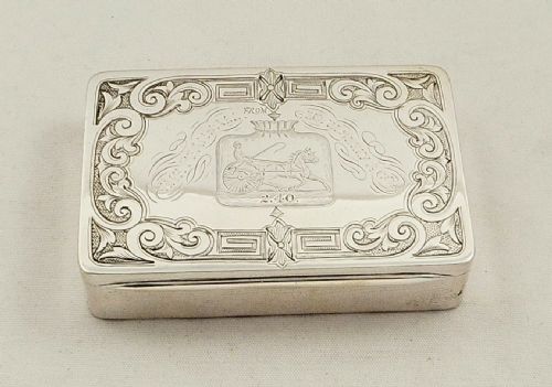 Antique American Silver Box - C1870 - Trotting Horse & Jockey