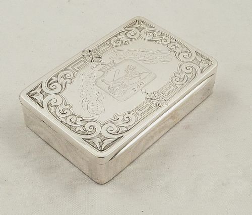 fig 1. Antique American Silver Box - c1870 - Trotting Horse & Jockey