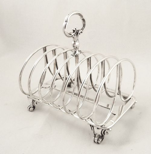Heavy Antique Victorian Silver Toastrack 1848 - Robert Garrard II