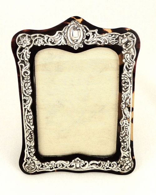 Antique Victorian Sterling Silver & Tortoiseshell 7" Photo Frame 1894