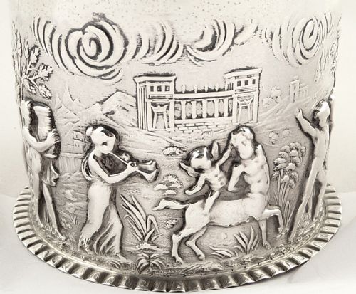 fig 1. Antique Victorian Sterling Silver Vanity Pot with Musical Scenes 1899