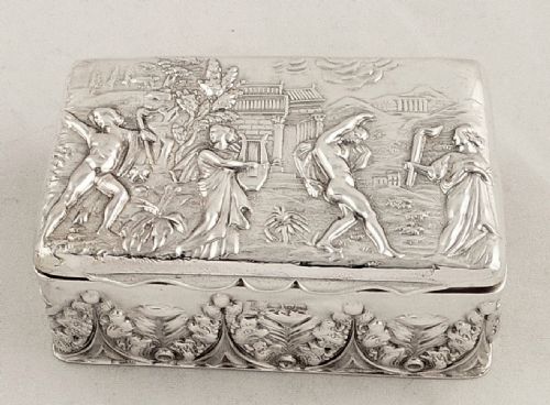 fig 1. Antique Edwardian Sterling Silver Trinket Box - Chester 1903