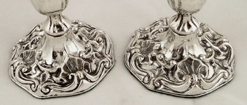 fig 1. Superb Pair of Antique Swedish Silver Candlesticks - Västerås 1856