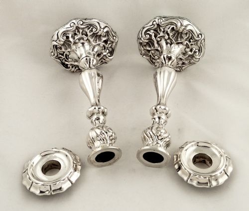 fig 2. Superb Pair of Antique Swedish Silver Candlesticks - Västerås 1856