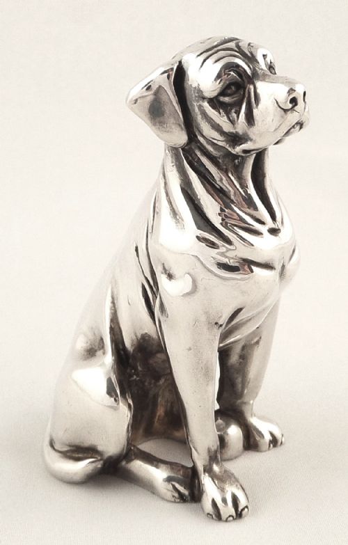 Italian Silver Figure of Sitting Dog