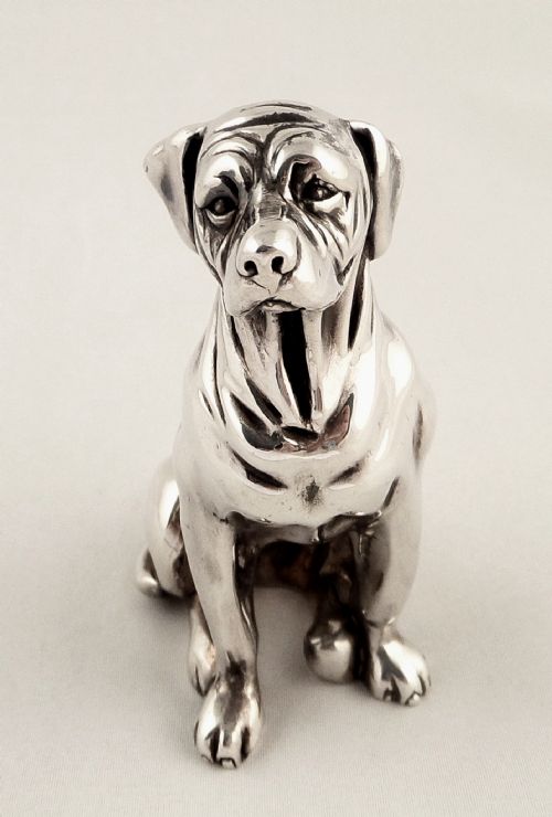 fig 1. Italian Silver Figure of Sitting Dog