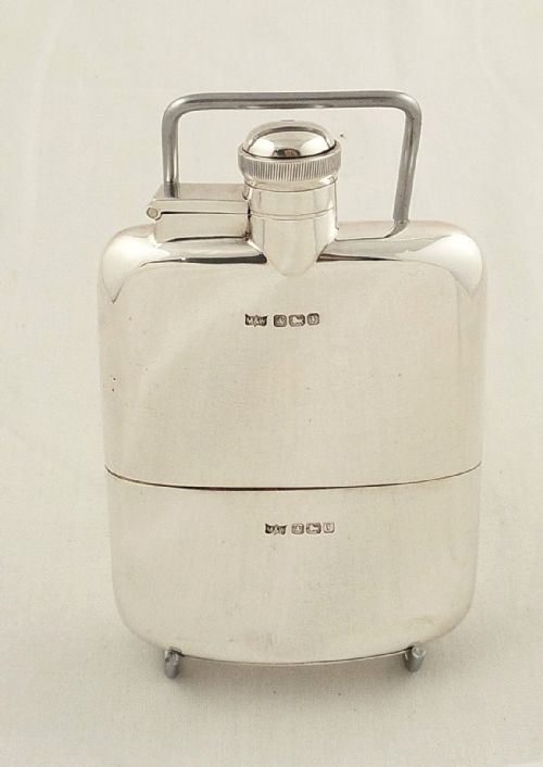 Antique Sterling Silver Hip Flask with Cup - 1917 - Mappin & Webb
