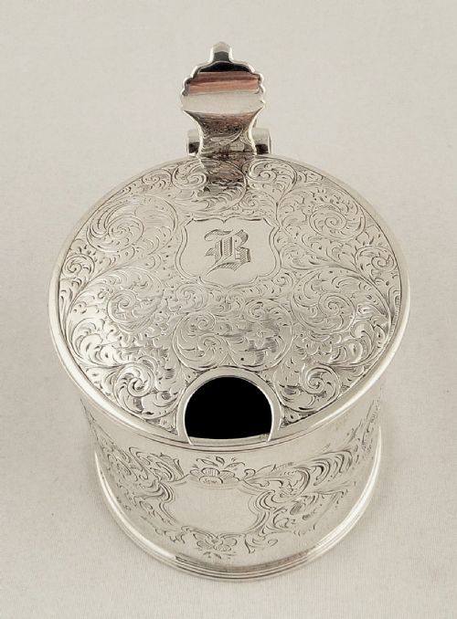 fig 1. Antique Victorian Sterling Silver Mustard & Liner 1856 - 'B' George Unite