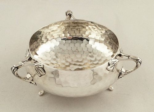 fig 1. Antique Arts & Crafts Sterling Silver Bowl with 3 Handles 1912