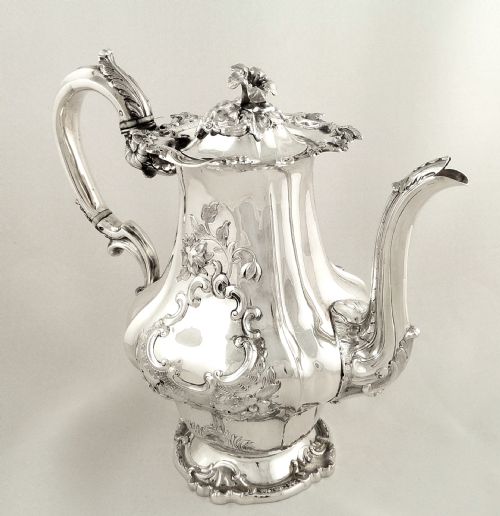 fig 1. Antique Scottish Silver Coffee Pot - Edinburgh 1835 - 981 grams