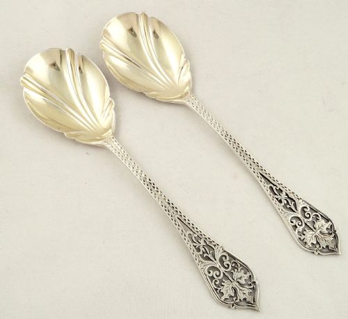 Super Pr of Antique Sterling Silver Serving Spoons in Case - 1925