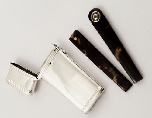 fig 1. Antique Victorian Sterling Silver Lancet Case with 2 Lancets - 1850