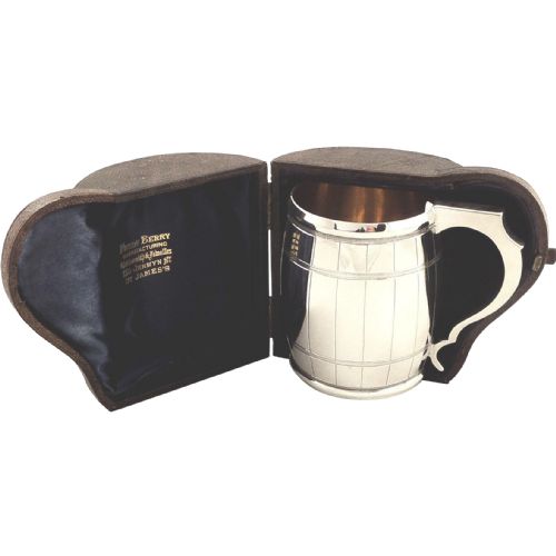 Antique Victorian Sterling Silver Mug/tankard in Case - 1871