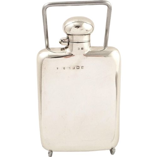 Antique Sterling Silver 4" Hip Flask 1912