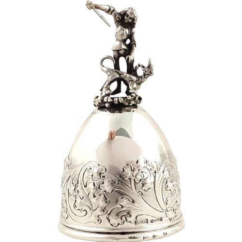antique sterling silver table bell with hunter 1924 - CATEGORY: ANTIQUE SILVER - DATED 1920