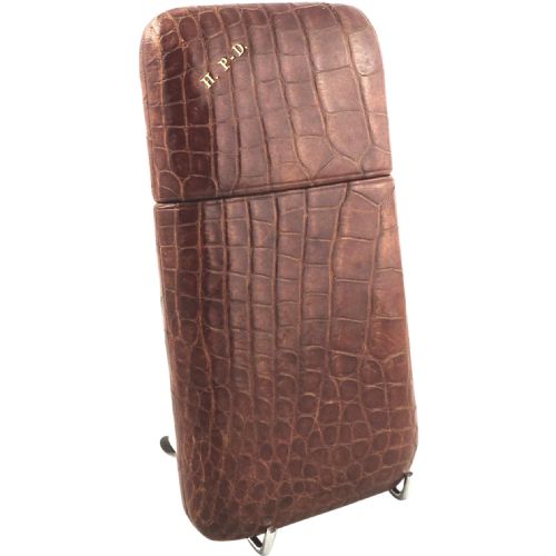 Antique Genuine Crocodile Leather Cigar Case C1880