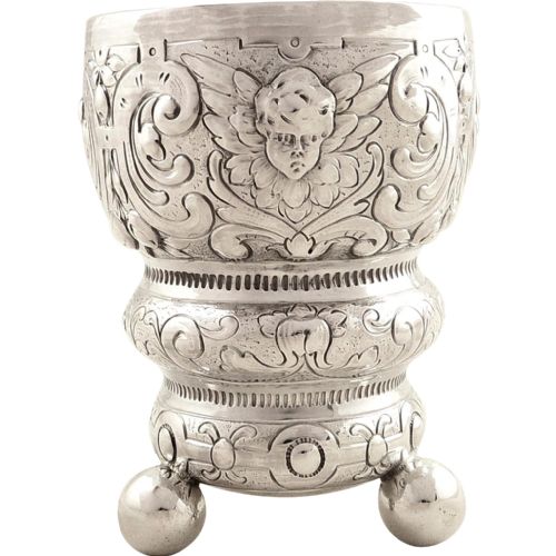 Unusual Antique Victorian Silver Beaker on Feet - 1896
