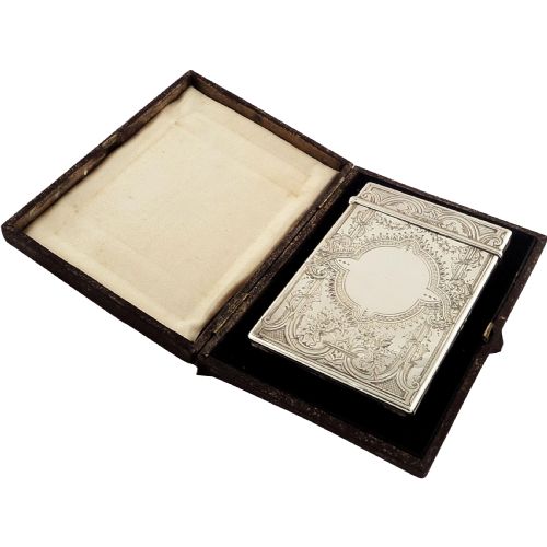 Antique Victorian Sterling Silver Card Case 1859