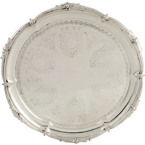 Antique Edwardian Silver Plated 14" Tray / Salver - Walker & Hall
