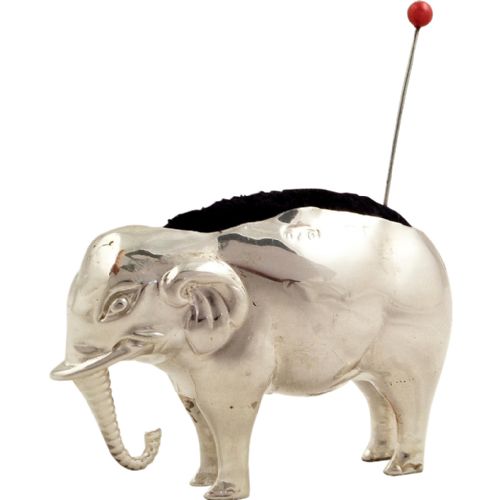 Antique Edwardian Sterling Silver Elephant Pin Cushion 1905