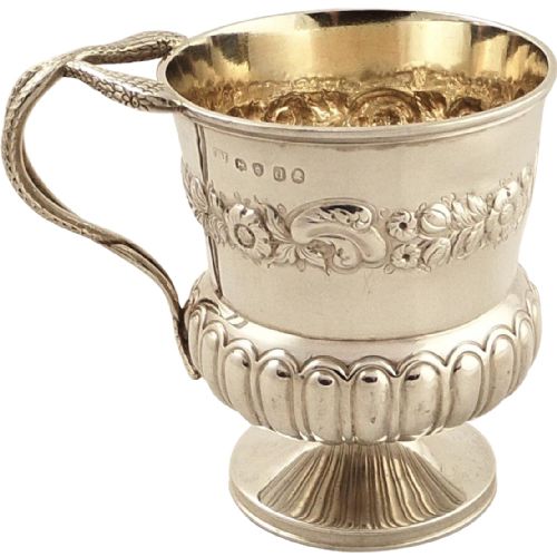 Antique Georgian Sterling Silver Mug/tankard 1819 - Entwined Snake Handle