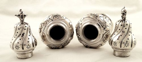 fig 1. Pr Antique Victorian Sterling Silver Peppers 1891