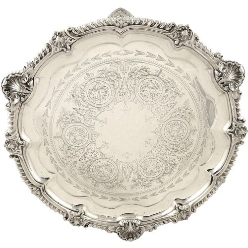 Antique Victorian Sterling Silver 12" Tray/salver 1885