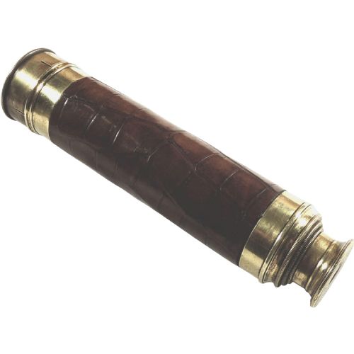 Antique Crocodile Leather & Brass 4 Drawer Telescope C1880