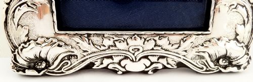 fig 1. Antique Art Nouveau Sterling Silver Photo Frame - 1902 - Poppies