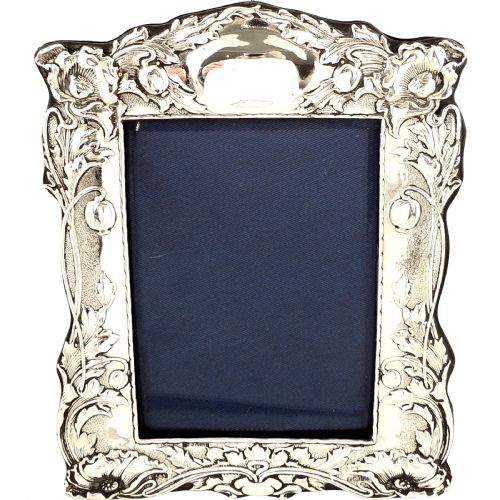 Antique Art Nouveau Sterling Silver Photo Frame - 1902 - Poppies