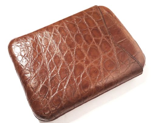 Antique Victorian Genuine Crocodile Leather Cigar Case C1880