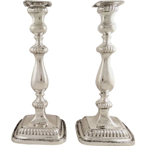 Superb Pr Antique Georgian Sterling Silver 12" Candlesticks 1808