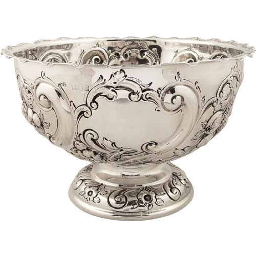 Large Antique Edwardian Sterling Silver Bowl on Pedestal Base 1901