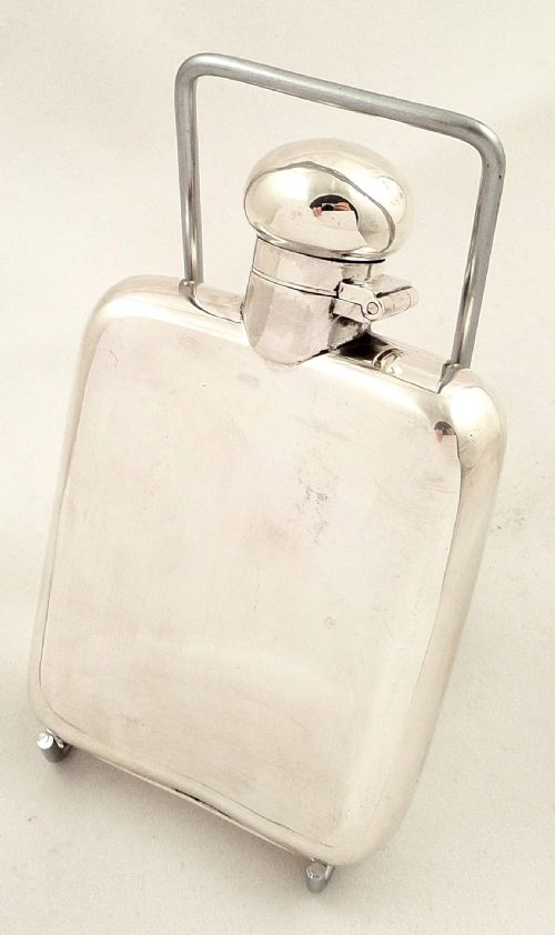fig 1. Antique Edwardian Sterling Silver Hip Flask 1909