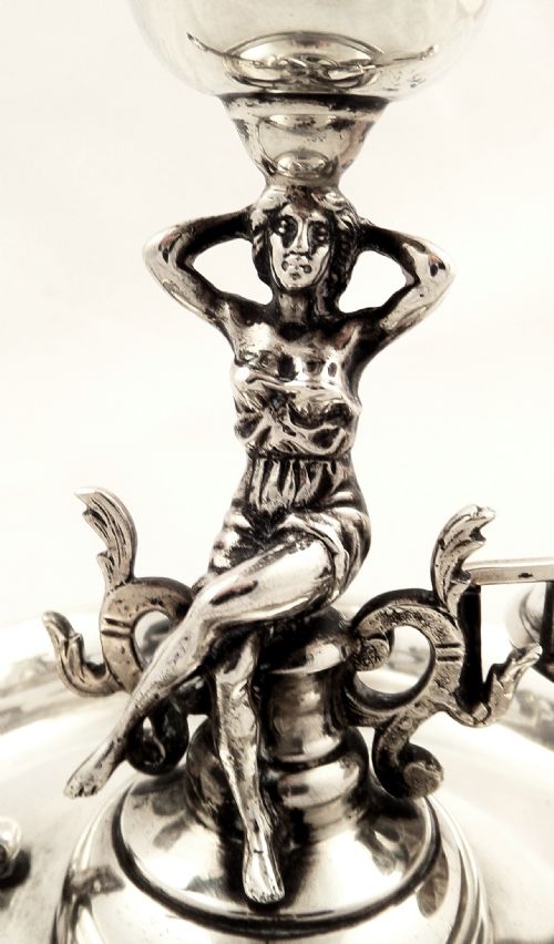 fig 1. Antique Spanish Silver Chamberstick with Seated Maiden c1900