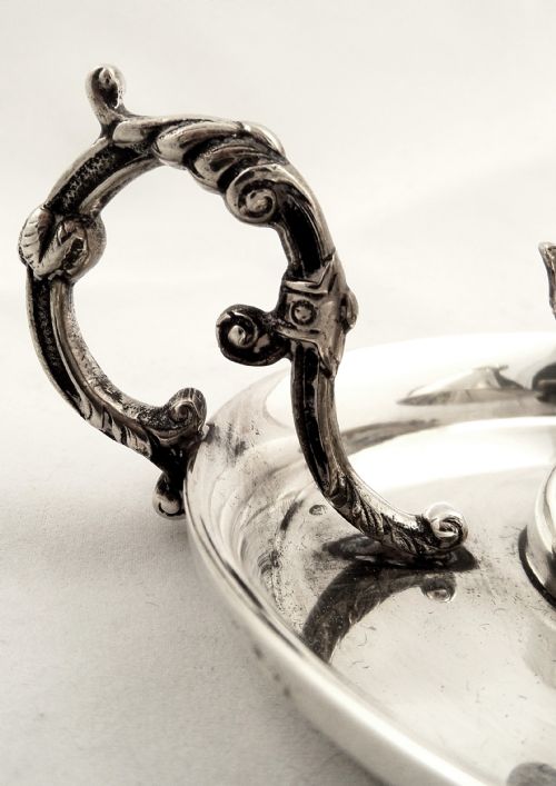 fig 2. Antique Spanish Silver Chamberstick with Seated Maiden c1900
