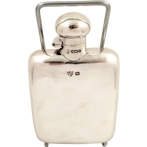 Antique Edwardian Sterling Silver Hip Flask 1909