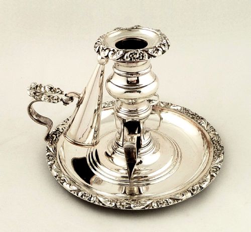 fig 2. Antique Regency Sheffield Plate Chamberstick with Scissors & Snuffer c1820
