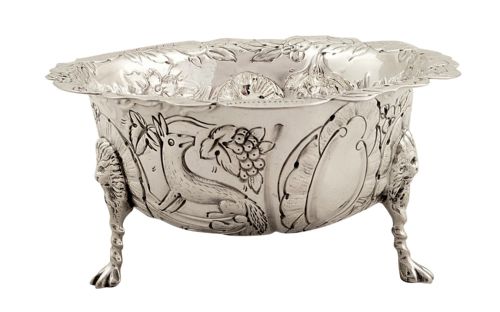 Antique Sterling Silver Bowl/dish 1930 - Dogs, Fish, Birds